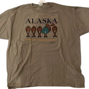 Galligaskins Men’s Alaska Moose Khaki Short Sleeve T-Shirt XXL NWT